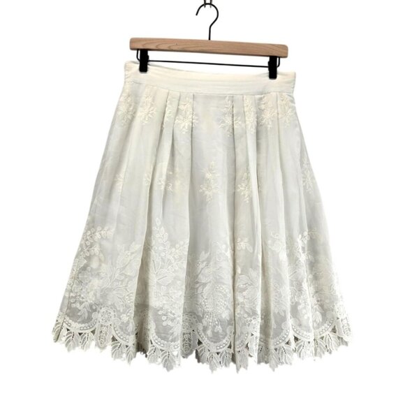 Lace Skirt Creamy White Embroidery M Eva Mendes New York & Co Peasant Boho - Picture 1 of 15
